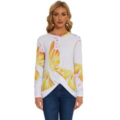 Butterfly Design T- Shirtbutterfly T- Shirt (1) Long Sleeve Crew Neck Pullover Top by maxcute