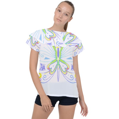 Butterfly Design T- Shirtbutterfly T- Shirt (2) Ruffle Collar Chiffon Blouse by maxcute
