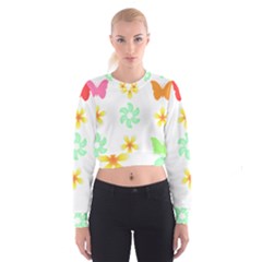 Butterfly Garden Flowers Pattern T- Shirt Butterfly Garden Flowers Pattern T- Shirt Cropped Sweatshirt