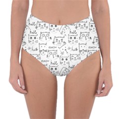 Cat Apparel T- Shirt Cute Cat Pattern For Cat Lovers T- Shirt Reversible High-waist Bikini Bottoms by maxcute