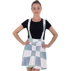 Checkerboard T- Shirt Psychedelic Watercolor Check Aqua T- Shirt Velvet Suspender Skater Skirt by maxcute