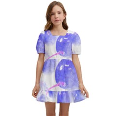 Cherry T- Shirt Blue Purple Cherries Fruit Photograph T- Shirt Kids  Short Sleeve Dolly Dress by maxcute