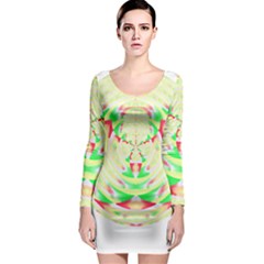 Circle Design T- Shirt Abstract Red Green Yellow Ornamental Circle Design T- Shirt Long Sleeve Bodycon Dress by maxcute