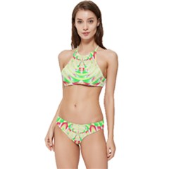 Circle Design T- Shirt Abstract Red Green Yellow Ornamental Circle Design T- Shirt Banded Triangle Bikini Set