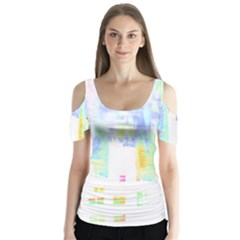 Cityscape T- Shirt Cityscape T- Shirt Butterfly Sleeve Cutout Tee 