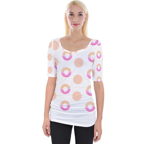 Coffee Donut Patterns T- Shirt Coffee & Donut Patterns T- Shirt Wide Neckline Tee by maxcute