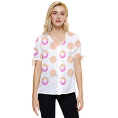 Coffee Donut Patterns T- Shirt Coffee & Donut Patterns T- Shirt Bow Sleeve Button Up Top by maxcute