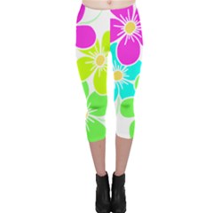 Colorful Flower T- Shirtcolorful Blooming Flower, Flowery, Floral Pattern T- Shirt Capri Leggings  by maxcute