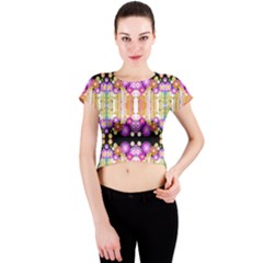 Colorful Flowers Pattern T- Shirt Colorful Wild Flowers T- Shirt Crew Neck Crop Top by maxcute