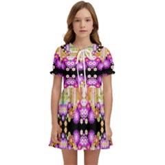 Colorful Flowers Pattern T- Shirt Colorful Wild Flowers T- Shirt Kids  Sweet Collar Dress by maxcute