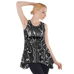 Cool Design Art T- Shirt Black And White Damascus Abstract Pattern T- Shirt Side Drop Tank Tunic by maxcute