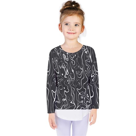 Cool Design Art T- Shirt Black And White Damascus Abstract Pattern T- Shirt Kids  Long Sleeve Tee by maxcute