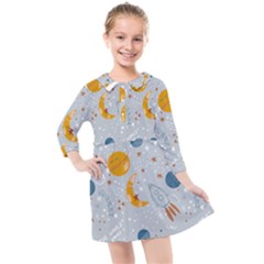 Cosmos T- Shirt Cute Baby Cosmic Pattern T- Shirt Kids  Quarter Sleeve Shirt Dress by maxcute