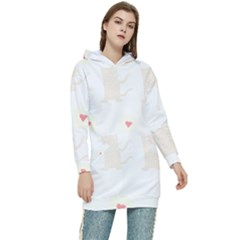 Cute Cat Pattern T- Shirt Cute Cat Pattern For Cat Lovers T- Shirt Women s Long Oversized Pullover Hoodie