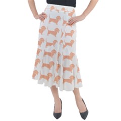 Dachshund Dog Pattern T- Shirt Brown Dachshund Dog Breed Cute Pattern T- Shirt Midi Mermaid Skirt