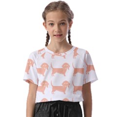 Dachshund Dog Pattern T- Shirt Brown Dachshund Dog Breed Cute Pattern T- Shirt Kids  Basic Tee