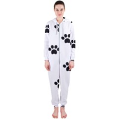 Dog Paw Print T- Shirt Paw Pattern 6 Hooded Jumpsuit (ladies) by maxcute