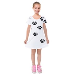 Dog Paw Print T- Shirt Paw Pattern 6 Kids  Short Sleeve Velvet Dress by maxcute