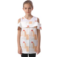 Dog Shih Tzu T- Shirtshih Tzu Dog Pattern T- Shirt Fold Over Open Sleeve Top