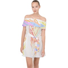 Feathers Design T- Shirtfeathers T- Shirt (1) Off Shoulder Chiffon Dress by maxcute