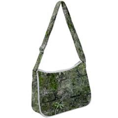 Old Stone Exterior Wall With Moss Zip Up Shoulder Bag by dflcprintsclothing