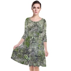 Old Stone Exterior Wall With Moss Quarter Sleeve Waist Band Dress by dflcprintsclothing