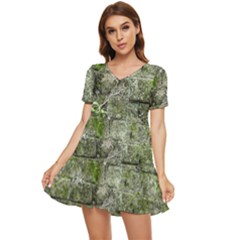 Old Stone Exterior Wall With Moss Tiered Short Sleeve Babydoll Dress by dflcprintsclothing