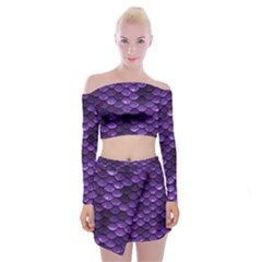 Purple Scales! Off Shoulder Top With Mini Skirt Set