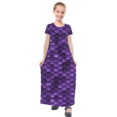 Purple Scales! Kids  Short Sleeve Maxi Dress by fructosebat