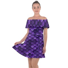 Purple Scales! Off Shoulder Velour Dress by fructosebat