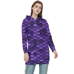 Purple Scales! Women s Long Oversized Pullover Hoodie by fructosebat