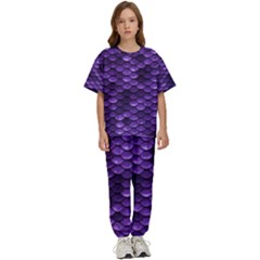 Purple Scales! Kids  Tee And Pants Sports Set by fructosebat