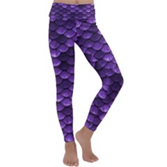 Purple Scales! Kids  Lightweight Velour Classic Yoga Leggings by fructosebat