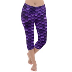 Purple Scales! Lightweight Velour Capri Yoga Leggings by fructosebat