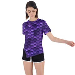 Purple Scales! Asymmetrical Short Sleeve Sports Tee by fructosebat