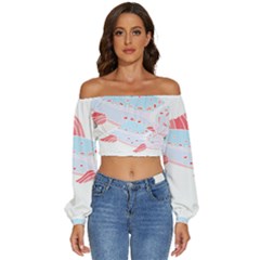 Fishing Lover T- Shirtfish T- Shirt (2) Long Sleeve Crinkled Weave Crop Top by maxcute