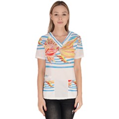 Fishing Lover T- Shirtfish T- Shirt (3) Women s V-neck Scrub Top by maxcute