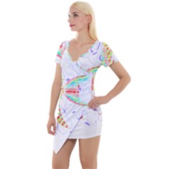 Fishing Lover T- Shirtfish T- Shirt (5) Short Sleeve Asymmetric Mini Dress