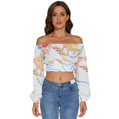Fishing Lover T- Shirtfish T- Shirt (7) Long Sleeve Crinkled Weave Crop Top by maxcute
