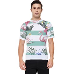 Flamingos T- Shirt Flamingos Tropical Pattern T- Shirt Men s Short Sleeve Rash Guard by maxcute