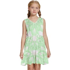 Floral Pattern T- Shirt Beautiful And Artistic Light Green Flower T- Shirt Kids  Sleeveless Tiered Mini Dress