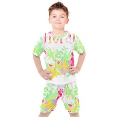 Floral Pattern T- Shirt Floral T- Shirt Kids  Tee And Shorts Set by maxcute