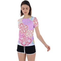 Flower Bouquet T- Shirt Tissue Paper Flower Bouquet T- Shirt Back Circle Cutout Sports Tee by maxcute