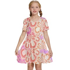 Flower Bouquet T- Shirt Tissue Paper Flower Bouquet T- Shirt Kids  Short Sleeve Tiered Mini Dress by maxcute