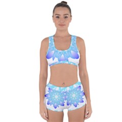 Flower Illustration T- Shirt Beautiful And Artistic Blue Flower T- Shirt Racerback Boyleg Bikini Set by maxcute