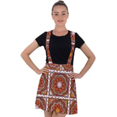 Flower T- Shirt Flower Granny Square Print T- Shirt Velvet Suspender Skater Skirt by maxcute