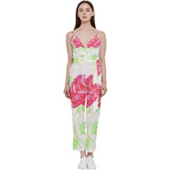 Flowers Art T- Shirtflower T- Shirt (1) V-neck Spaghetti Strap Tie Front Jumpsuit