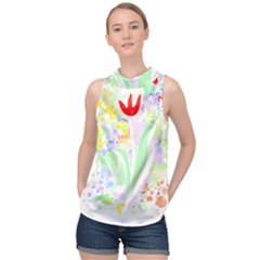 Flowers Art T- Shirtflowers T- Shirt (13) High Neck Satin Top by maxcute