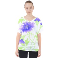Flowers Art T- Shirtflowers T- Shirt (17) V-neck Dolman Drape Top by maxcute