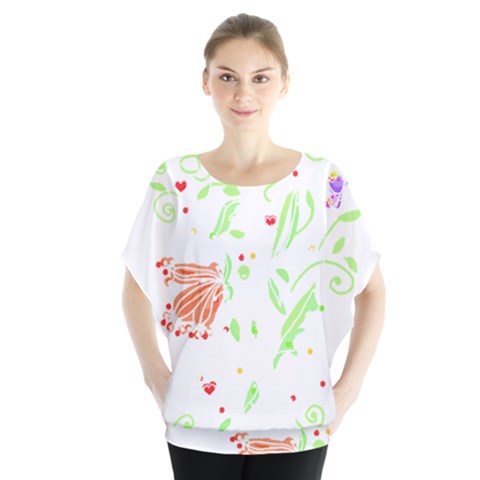 Flowers Art T- Shirtflowers T- Shirt (19) Batwing Chiffon Blouse by maxcute